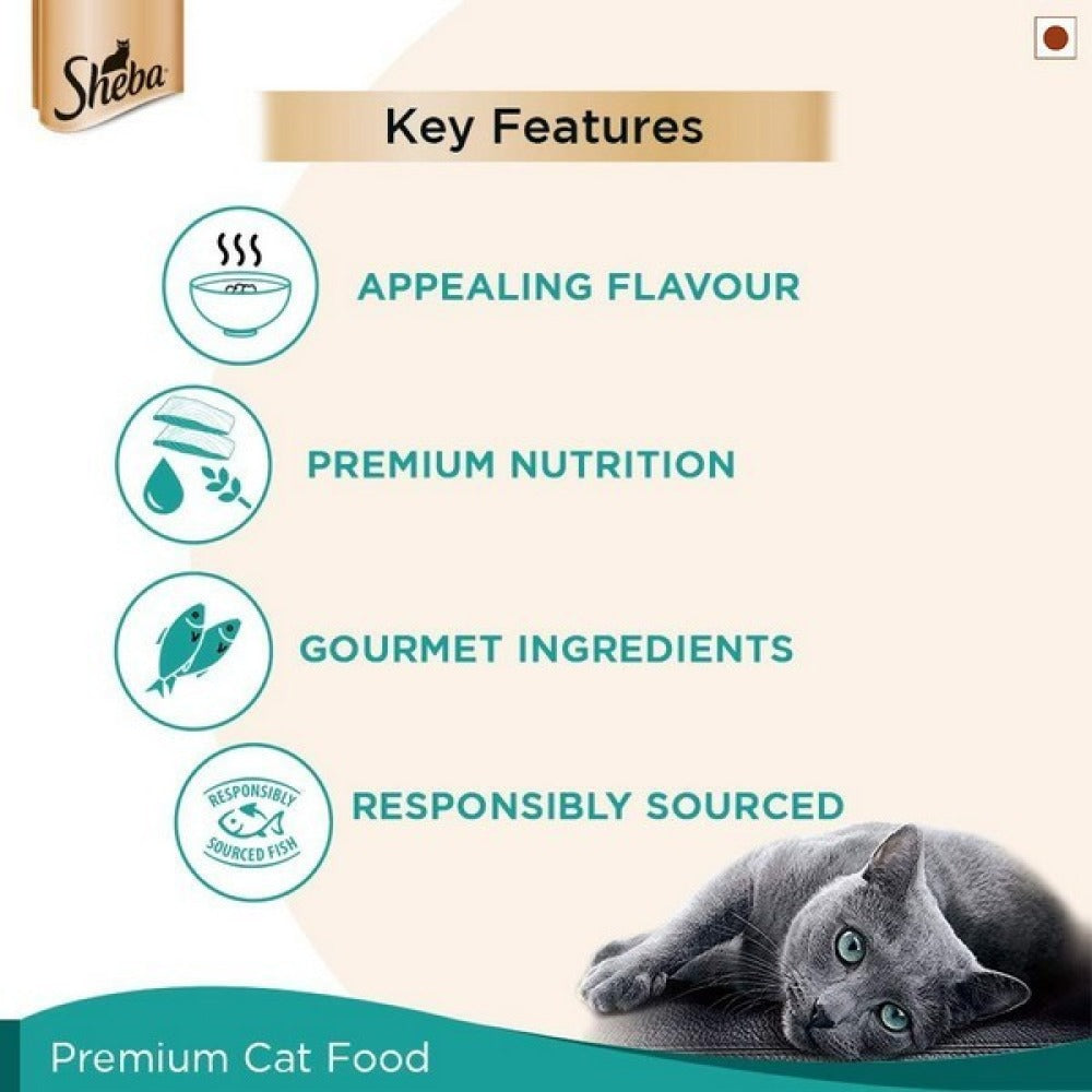 Sheba Fish with Dry Bonito Flake, Skipjack & Salmon Fish, Maguro & Bream Fish Mix and Fish with Sasami Cat Wet Food Combo