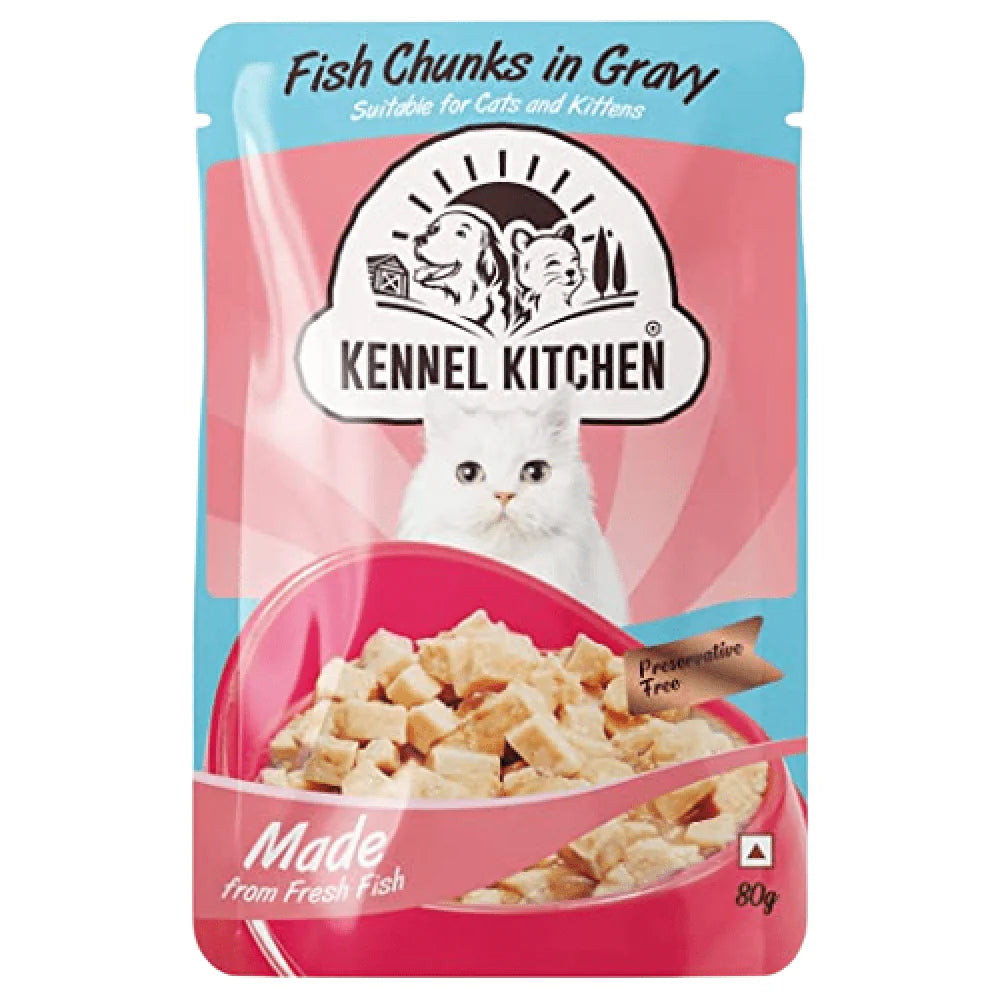 Kennel Kitchen Fish Gravy All Life Stage Wet Food, Scoopy Lavender Natural Brown Sand Cat Litter Combo