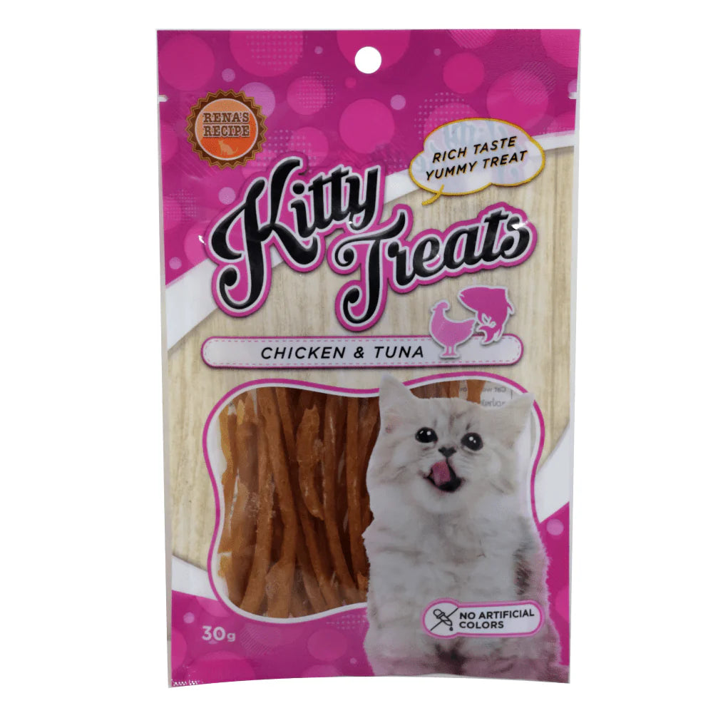 Kitty Treats Soft Chicken Jerky Sliced and Chicken & Tuna Cat Treats Combo