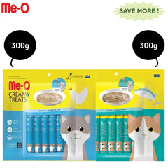 Me O Creamy Chicken & Liver and Creamy Bonito Cat Treat Combo
