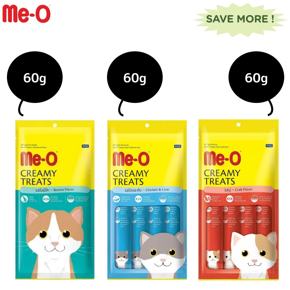 Me O Creamy Chicken & Liver, Crab, Bonito Cat Treat Combo
