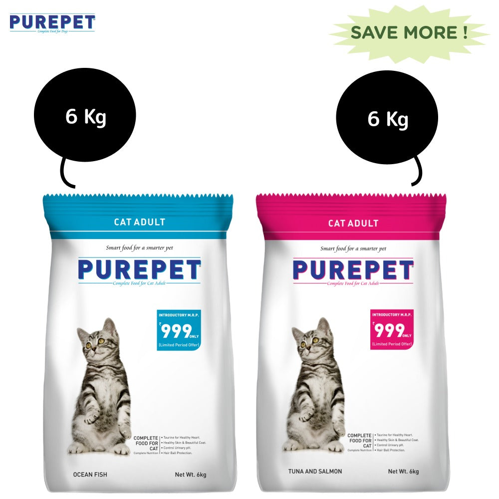 Purepet Ocean Fish and Tuna and Salmon Adult Cat Dry Food Combo