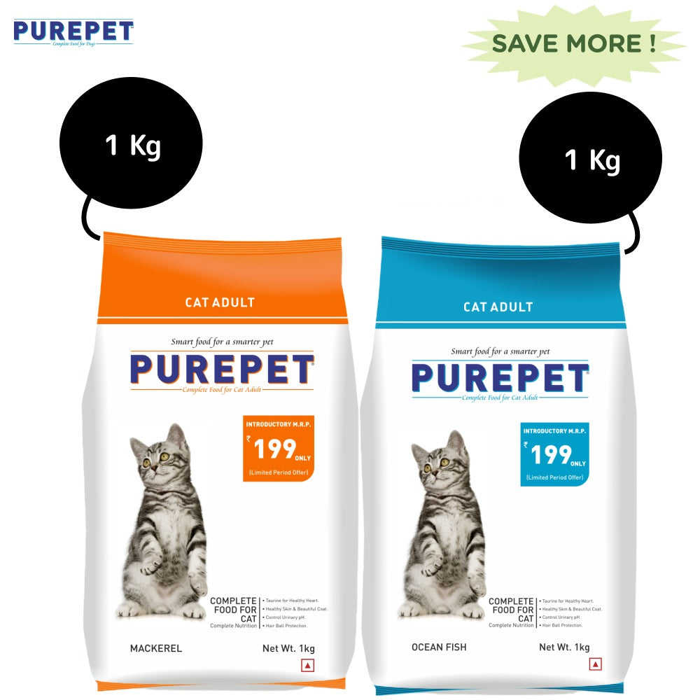 Purepet Mackerel and Ocean Fish Adult Cat Dry Food Combo