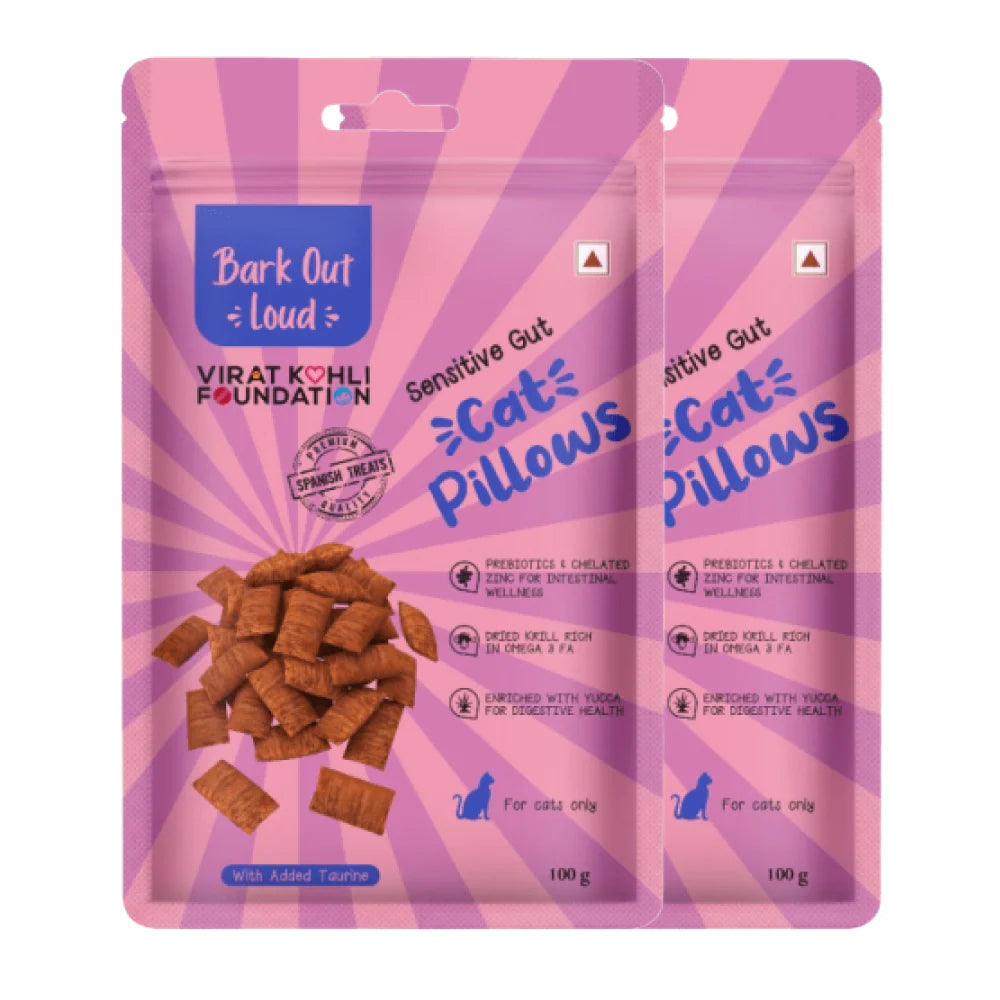 Bark Out Loud by Vivaldis Pillows for Sensitive Gut & Hairball Control Cat Treats Combo