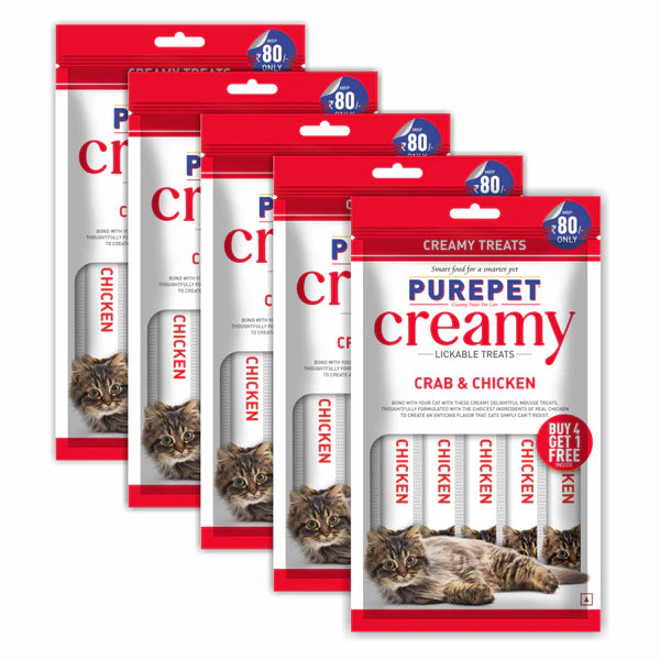 Purepet Crab and Chicken Lickable Creamy Treats for Cats