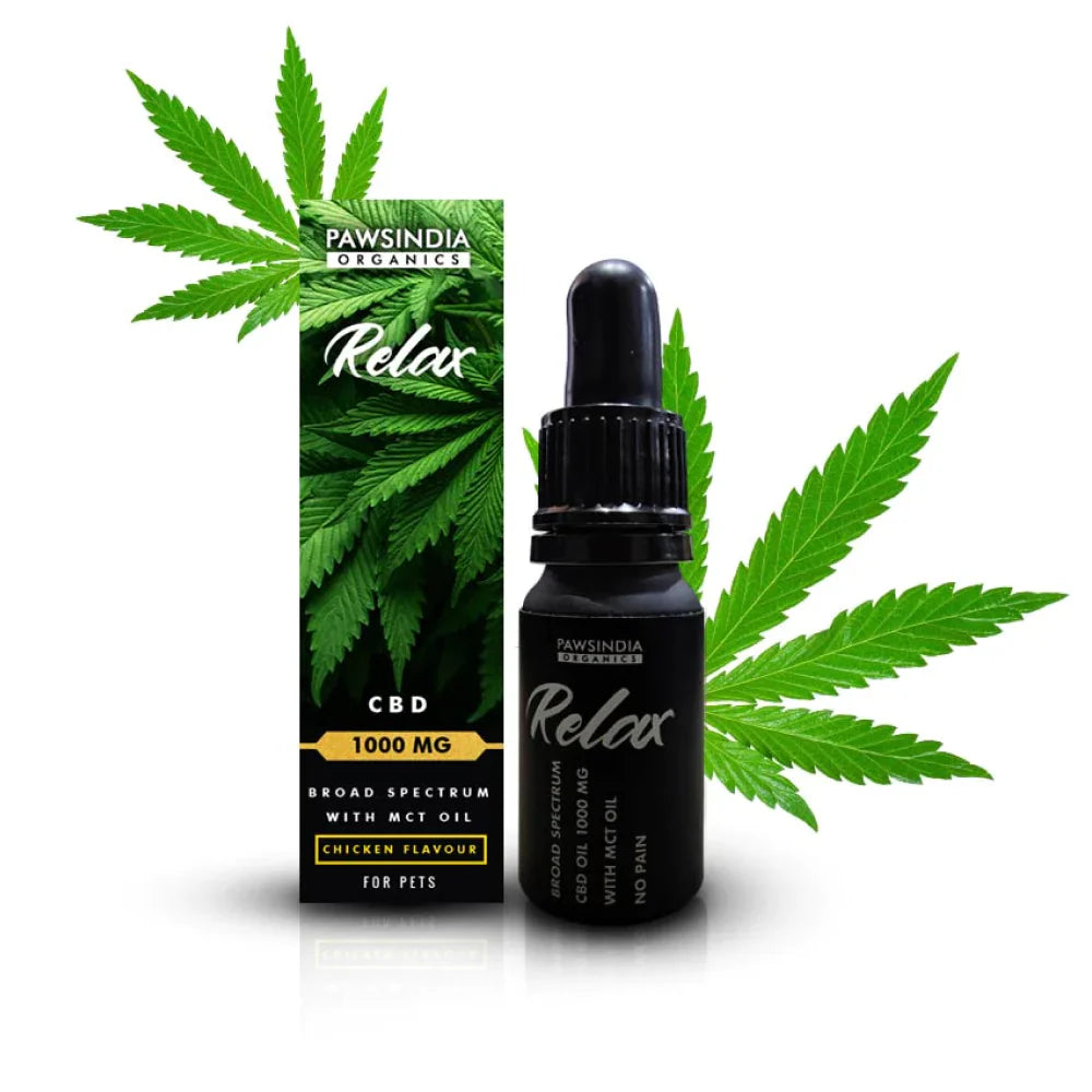 Pawsindia 1000MG Organics Relax Broad Spectrum CBD Oil for Dogs and Cats