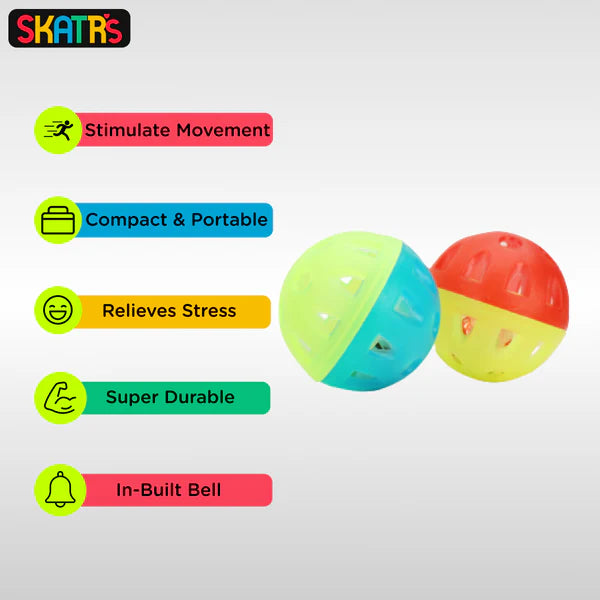 Skatrs Tennis Ball for Dogs and Bell Round Toy for Cats Combo
