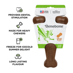 Benebone Peanut Butter Flavored Wishbone Chew Toy for Dogs | For Aggressive Chewers