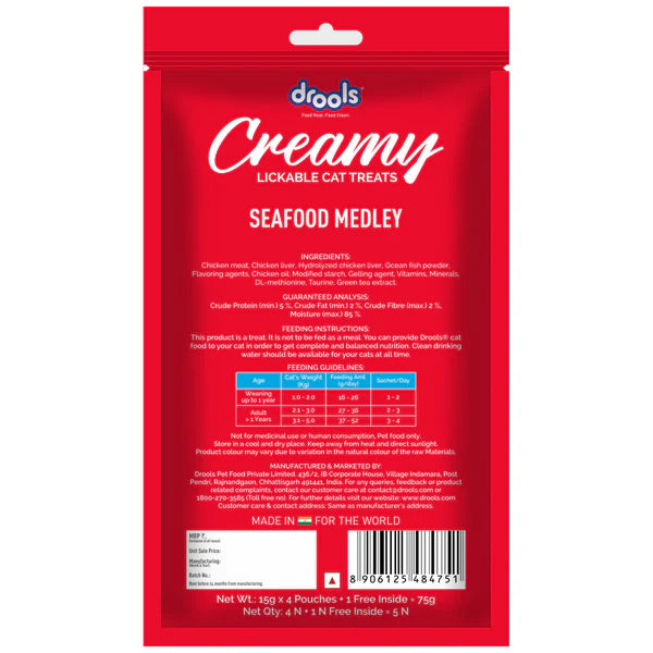 Drools Salmon & Skipjack and Seafood Medley Creamy Cat Treats Combo