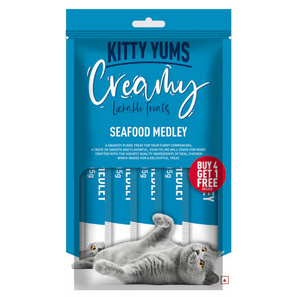 Kitty Yums Real Chicken, Seafood Medley and Crab & Chicken Creamy Cat Treats Combo