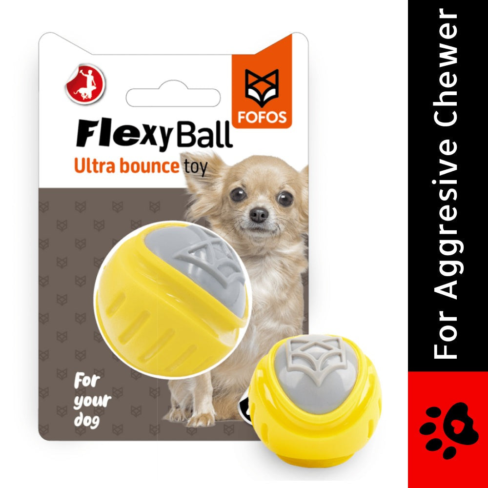 Pedigree Dentastix Oral Care Treats for Adult Medium Breeds (10-25 kg), Fofos Flexy yellow & grey Ultra Bounce Ball Toy & Basil Squeaky Orange Rubber Ball Toy Combo for Dogs