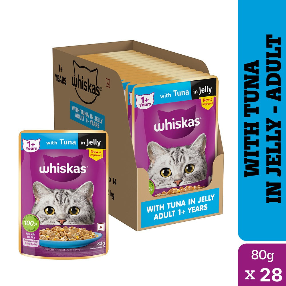 Carniwel Ocean Fish and Krill Dry Food and Whiskas Tuna in Jelly Meal Adult Cat Wet Food Combo