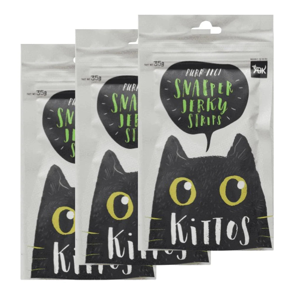 Kittos Purr Fect Snapper Jerky Strips Cat Treats