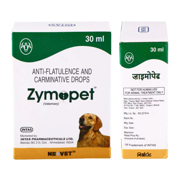 Intas Zymopet Syrup (Antiflatulence & Carminative Drops) for Dogs & Cats (30ml)