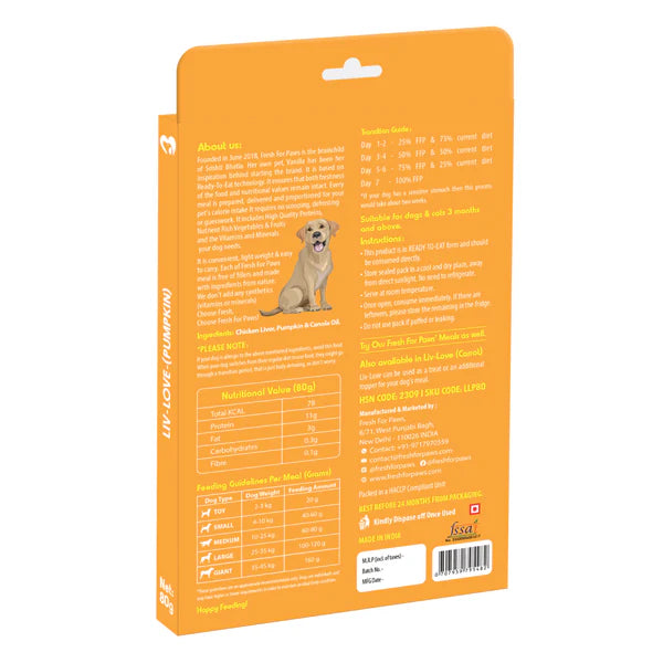 Fresh For Paws Chicken Liver & Pumpkin Liv Love Supplement for Dogs