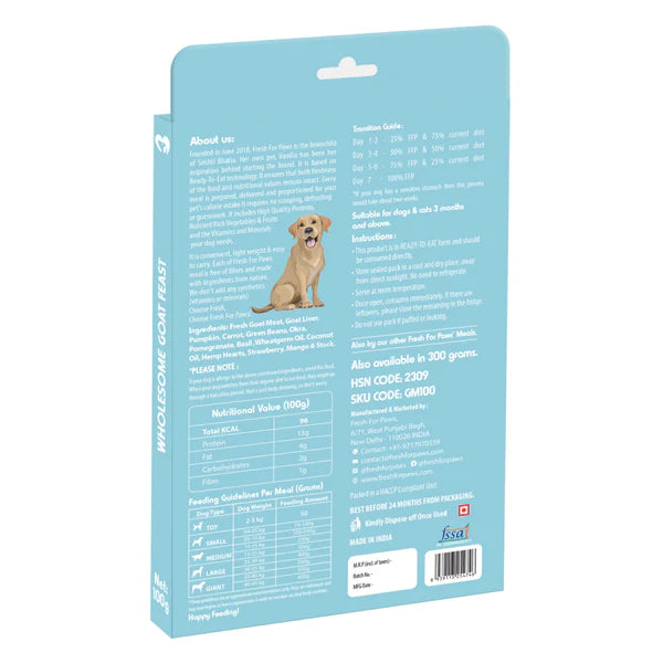 Fresh For Paws Wholesome Goat Feast Wet Food for Cats and Dogs (300g)