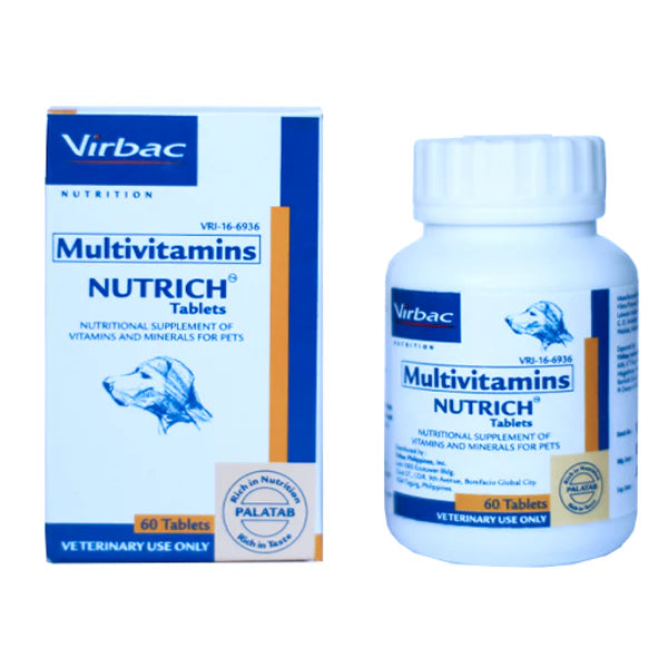 Virbac Canitone Tablets (30 tablets) and Nutrich Tablets (60 Tablets) for Dogs & Cats Combo