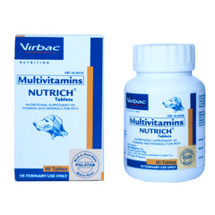 Vetoquinol Merical Pet Briskit DS Calcium Tablets (60) and Virbac Nutrich Multivitamin Tablets (60) for Dogs & Cats Combo