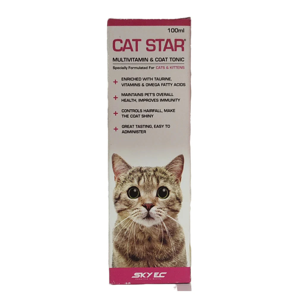 Skyec Skyworm Cat Deworming Tablet (pack of 4 tablets) and Cat Star Syrup Multivitamin 100ml Combo