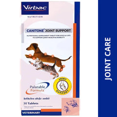 Virbac Canitone Joint Support (Pack of 30 Tablets) And Virbac Canitone Tablets Calcium Supplement for Dogs and Cats (Pack of 30 Tablets) Combo
