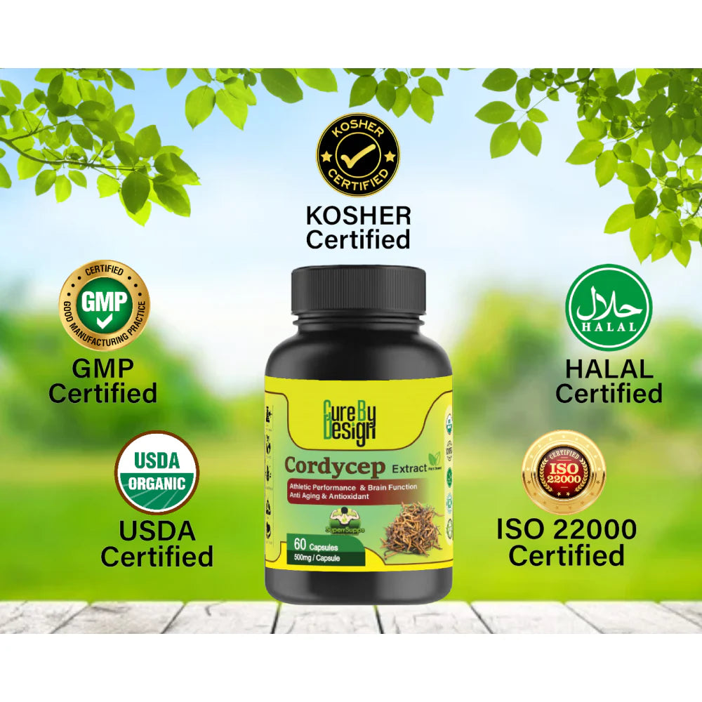 Cure By Design Cordycep Mushroom Capsules for Dogs and Cats