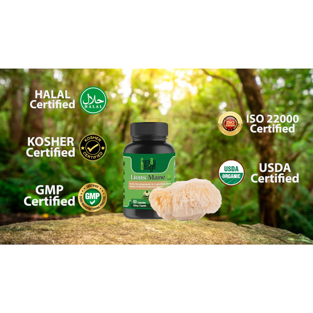 Cure By Design Lion Mane Mushroom Capsules for Dogs and Cats