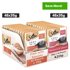 Sheba Fish with Sasami and Skipjack & Salmon Fish Mix Cat Wet Food Combo