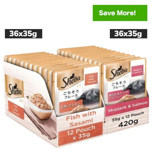 Sheba Fish with Sasami and Skipjack & Salmon Fish Mix Cat Wet Food Combo