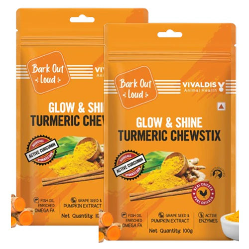 Bark Out Loud Glow and Shine Turmeric Chew Stix for Dogs and Cats