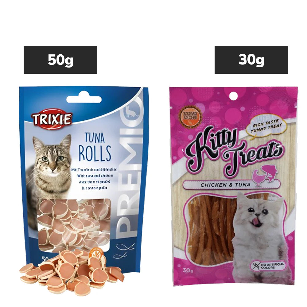 Trixie Premio Tuna Rolls Treats, Kitty Treats Soft Chicken Tuna Delights Cats Combo