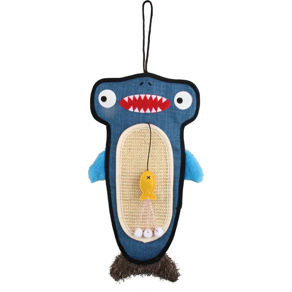 GiGwi Cat Scratcher with Catnip Alligator Toy for Cats (Blue)