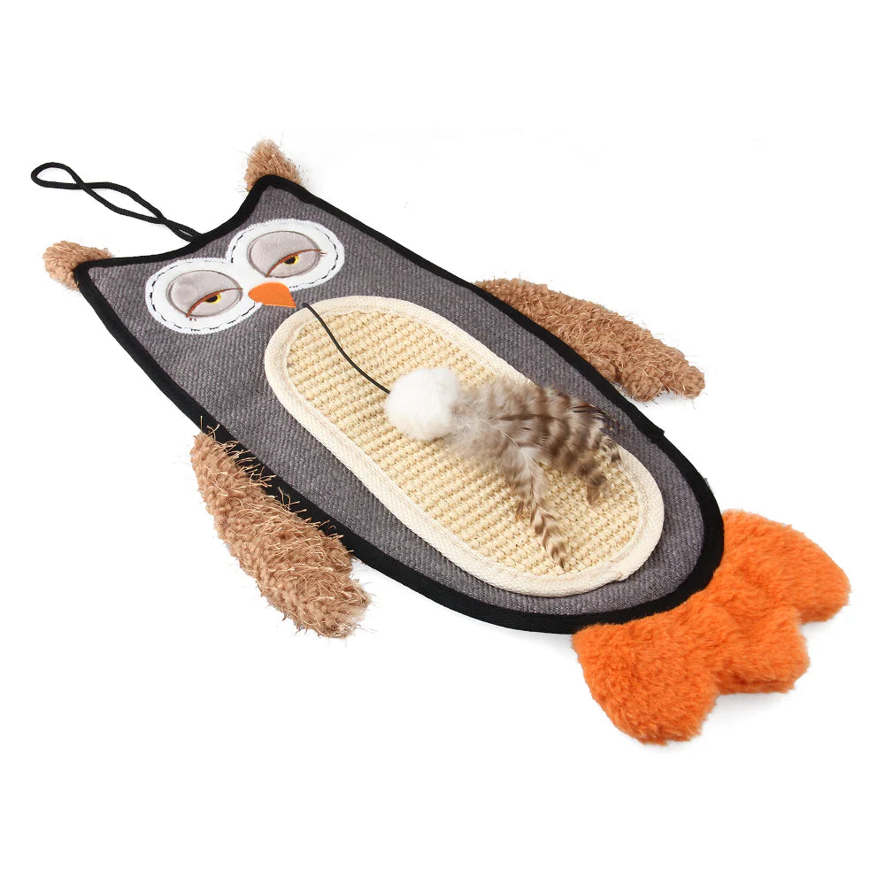 GiGwi Cat Scratcher with Catnip Owl Toy for Cats (Brown)