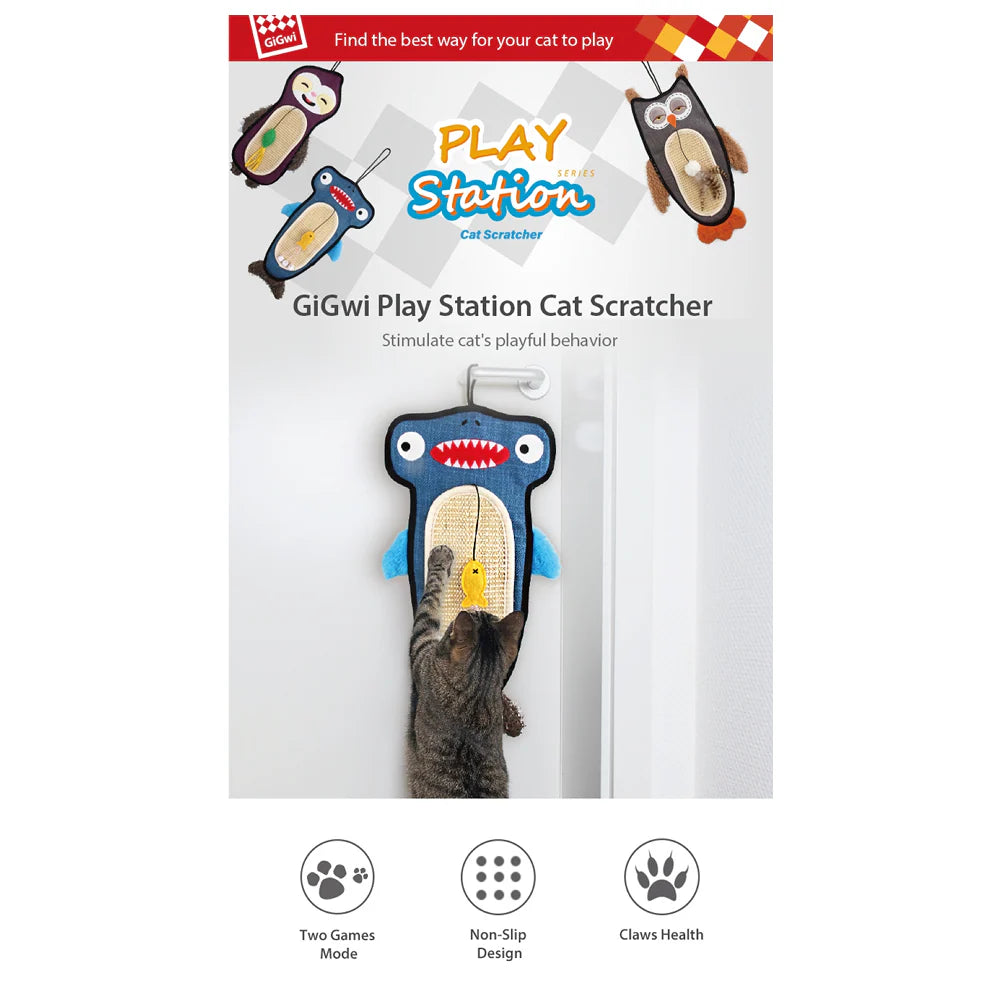 GiGwi Cat Scratcher with Catnip Owl Toy for Cats (Brown)