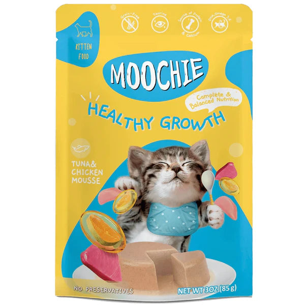 Moochie Tuna Chicken and Salmon Oil Grain Free Healthy Growth Cat Wet Food