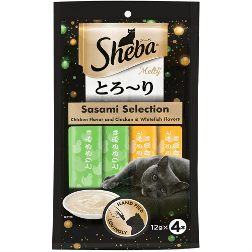 Sheba Tuna Flavor and Tuna & Prawn Maguro and Sheba Chicken & Chicken Whitefish Sasami Melty Premium Treats for Cats Combo