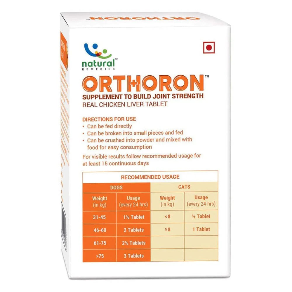 Natural Remedies Orthoron Joint Supplement Tablets for Dogs and Cats