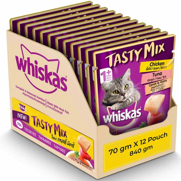 Whiskas Chicken With Salmon Wakame Seaweed in Gravy Tasty Mix Adult Cat Wet Food