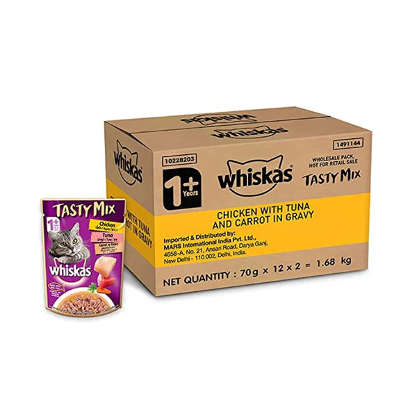 Whiskas Chicken With Salmon Wakame Seaweed in Gravy Tasty Mix Adult Cat Wet Food