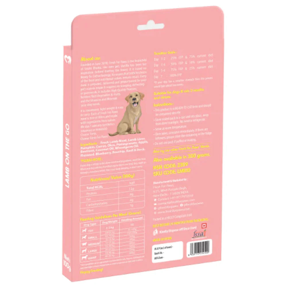 Healing Leaf Hemp Oil for Pets and Fresh For Paws Lamb On The Go Dog Wet Food Combo