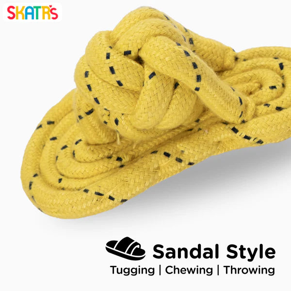 Skatrs Sandal Shaped Hand Made, Durable Rope Chew Toy for Dogs & Cats (Light Yellow)
