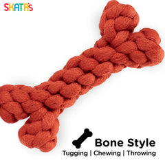 Skatrs Bone Shaped Rope Chew Toy for Dogs and Cats (Red)