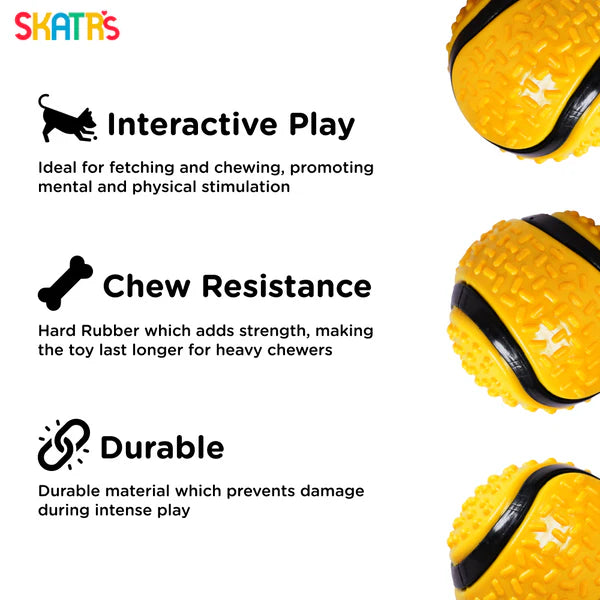 Skatrs Rubber Ball Toy for Dogs and Cat (Yellow)
