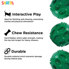 Skatrs Rubber Squeezy Ball Toy for Dogs and Cats (Green)