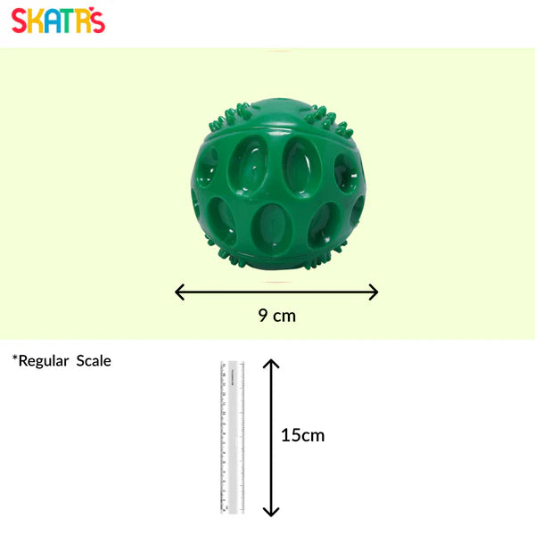 Skatrs Rubber Squeezy Ball Toy for Dogs and Cats (Green)