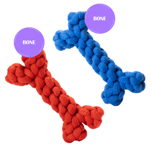 Skatrs Bone Shaped Rope Chew Toy for Dogs and Cats (Red)
