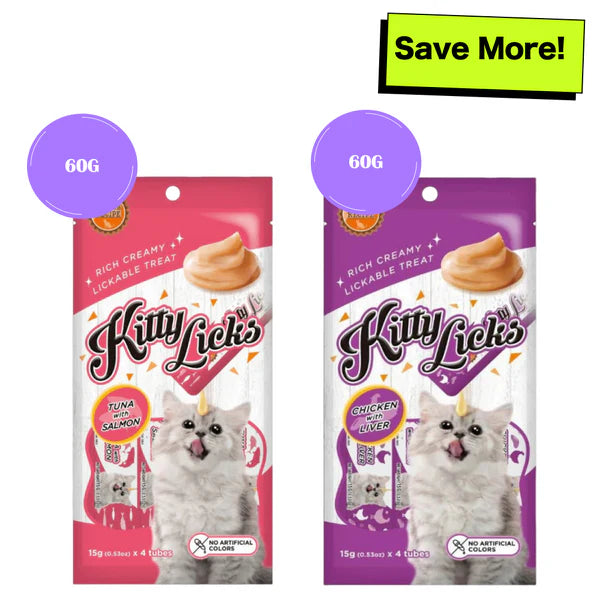 Kitty Licks Tuna Salmon and Chicken Liver Cat Treats Combo
