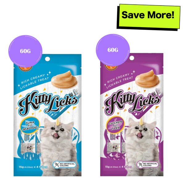 Kitty Licks Chicken Liver and Tuna Seafood Cat Treats Combo