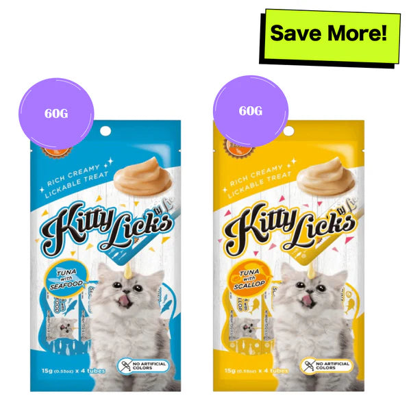 Kitty Licks Tuna Seafood and Tuna Scallop Cat Treats Combo