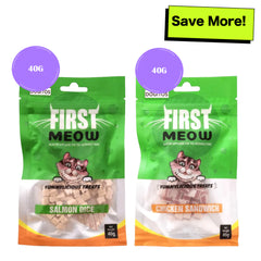 First Meow Salmon Dice and Chicken Sandwich Cat Treat Combo