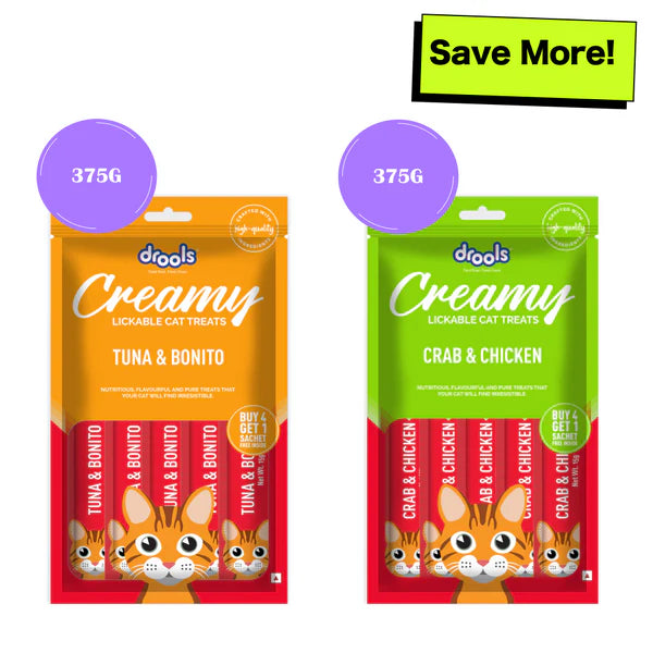 Drools Tuna & Bunito and Crab & Chicken Creamy Cat Treats Combo